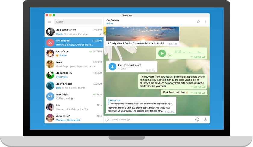 Telegram invio file di grandi dimensioni su Desktop